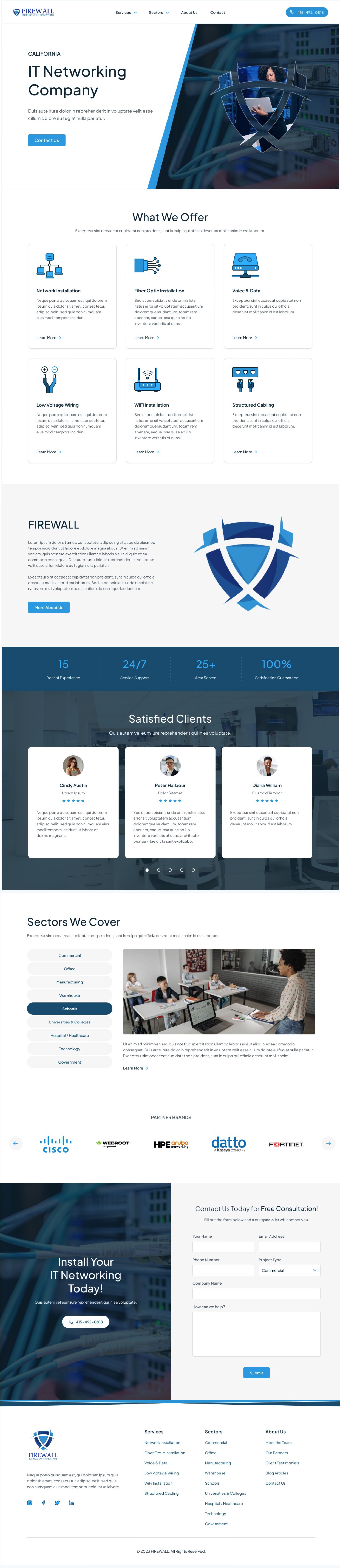 IT and networking service provider website example by One Eleven Web Design