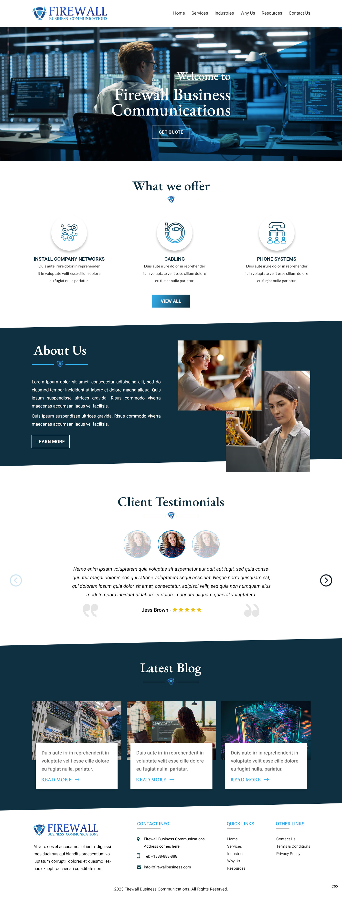 IT and networking service provider website example by One Eleven Web Design