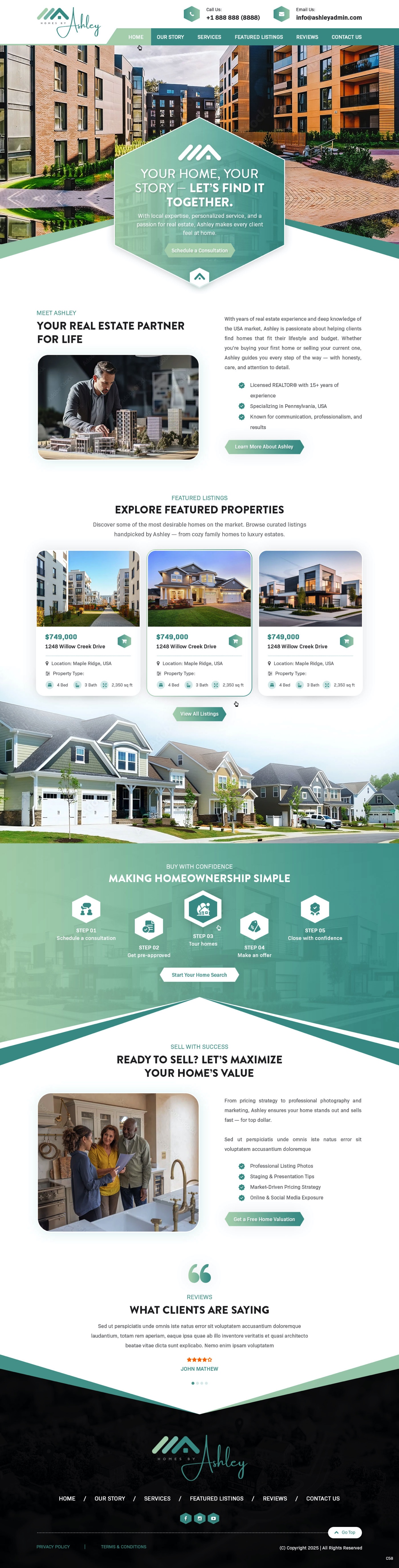 Real estate agency website example by One Eleven Web Design