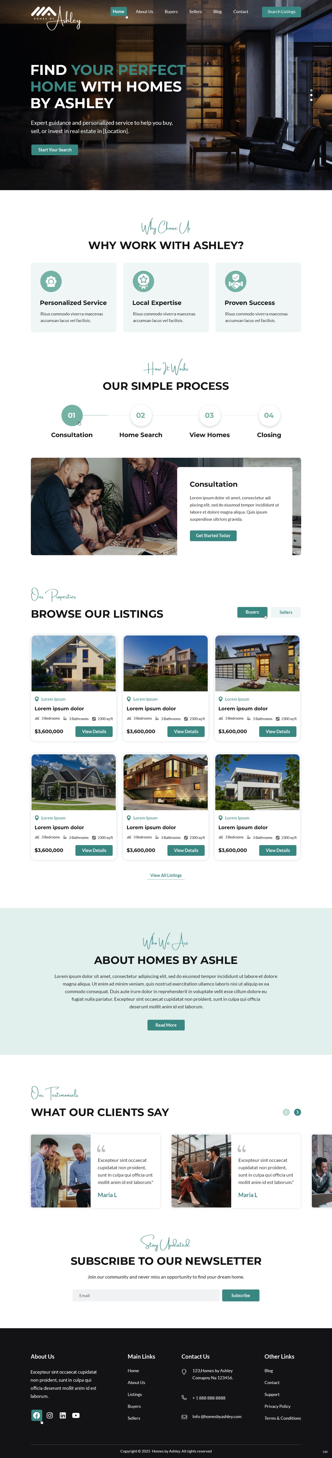 Real estate agency website example by One Eleven Web Design
