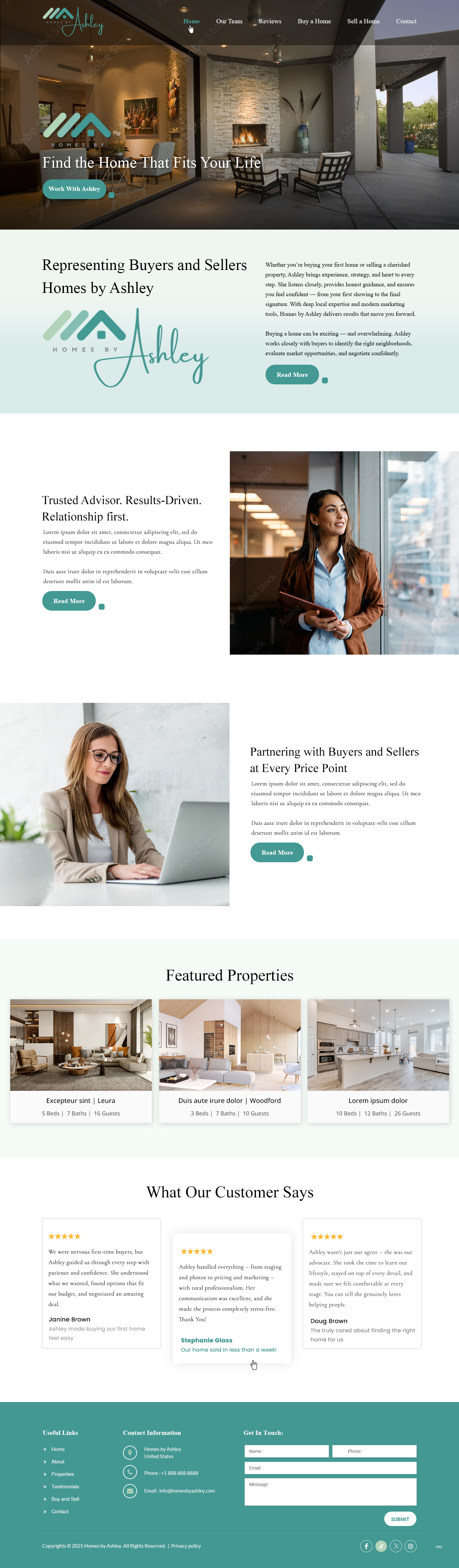 Real estate agency website example by One Eleven Web Design