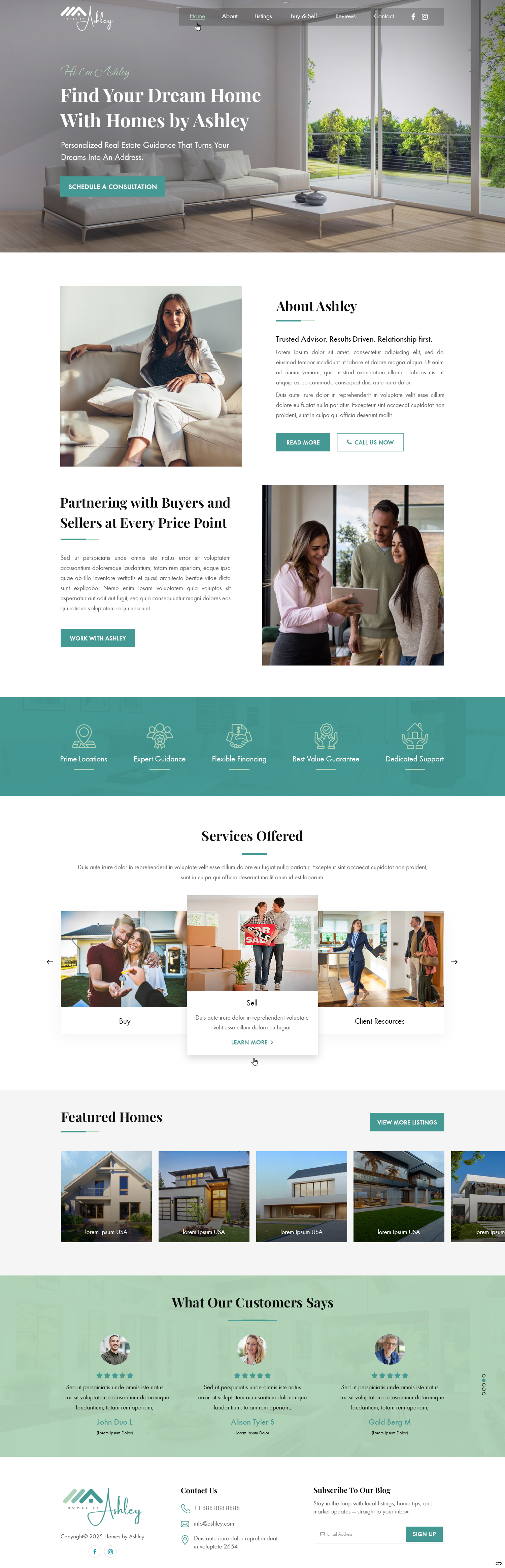 Real estate agency website example by One Eleven Web Design