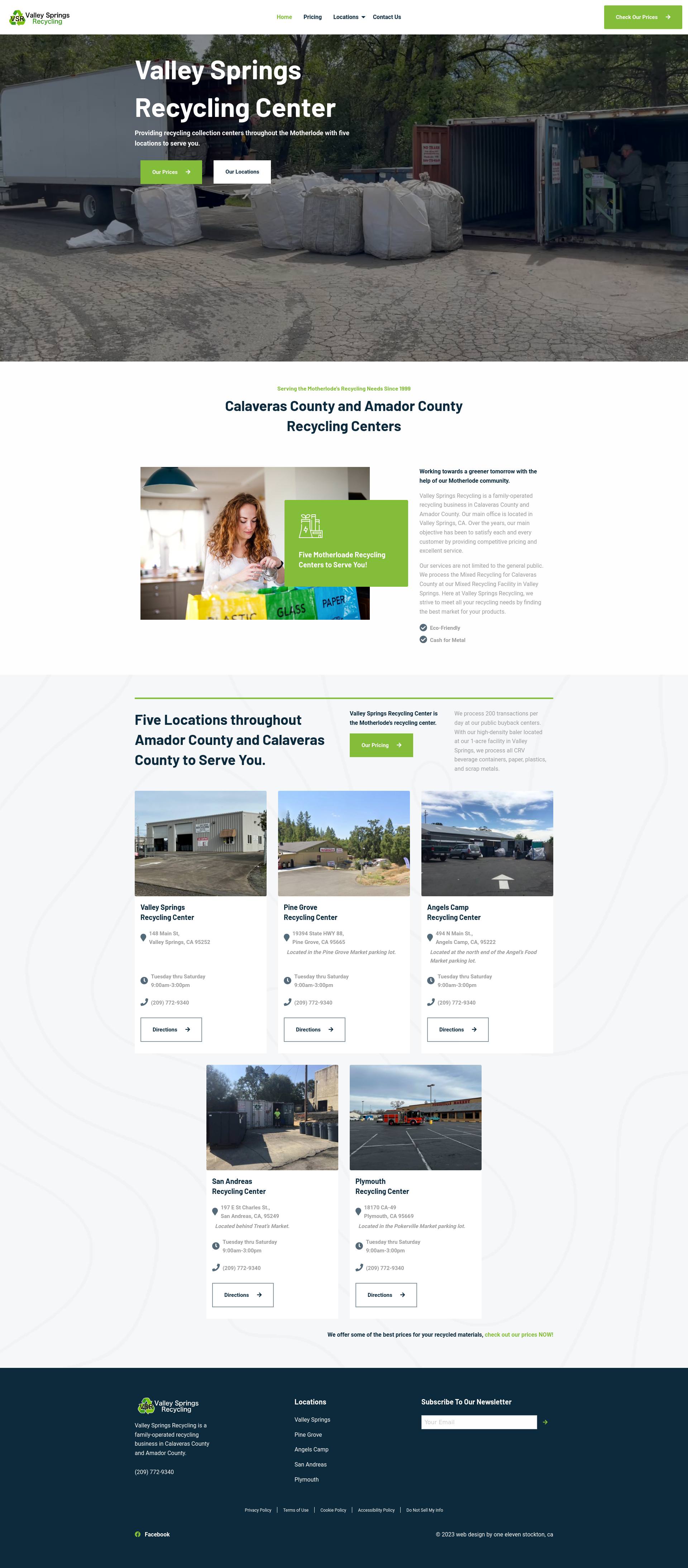 Recycling center website example by One Eleven Web Design