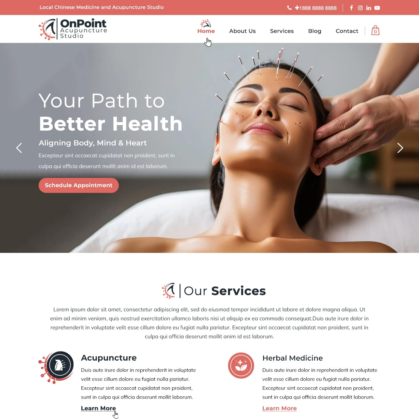 Acupuncturist website example by One Eleven Web Design