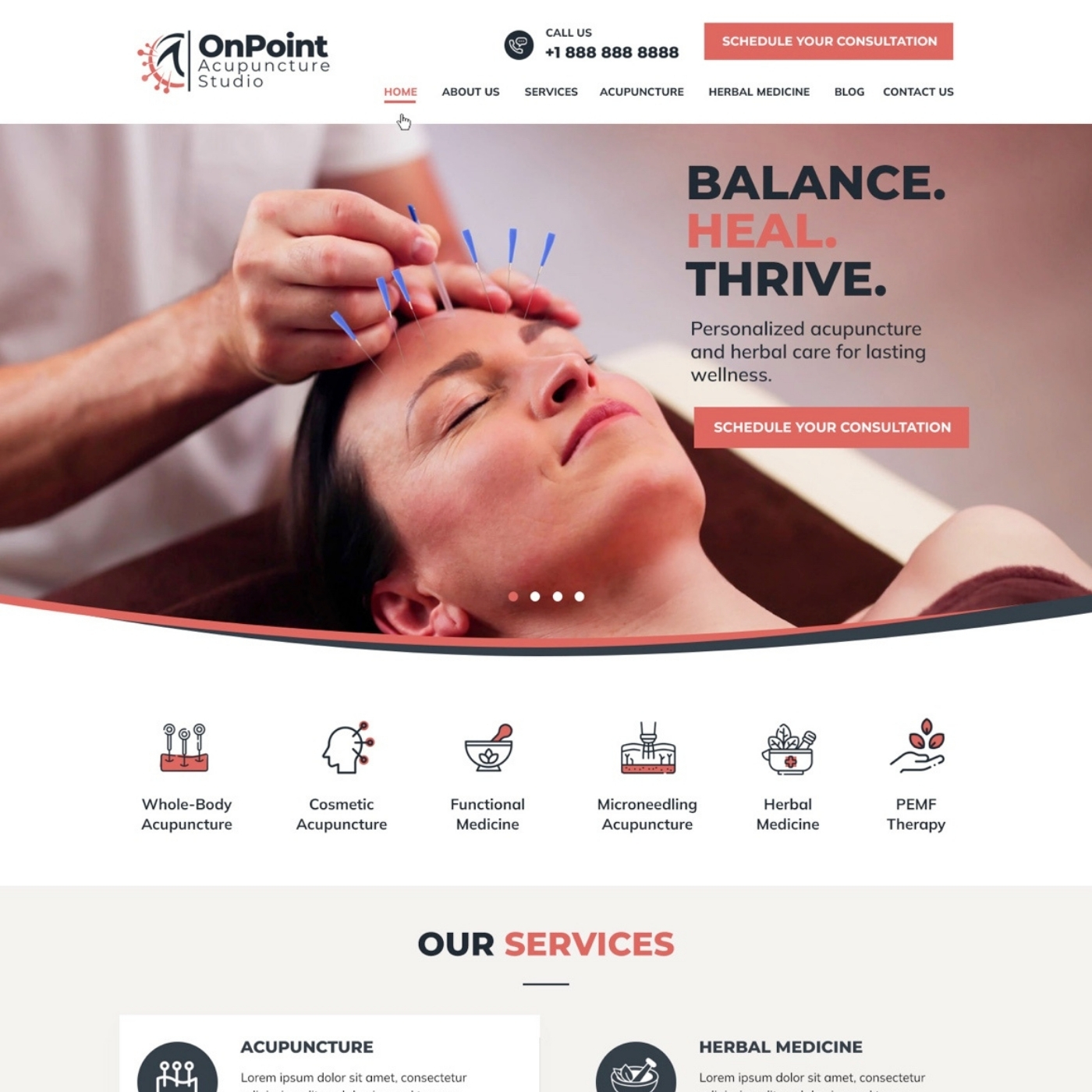 Acupuncturist website example by One Eleven Web Design