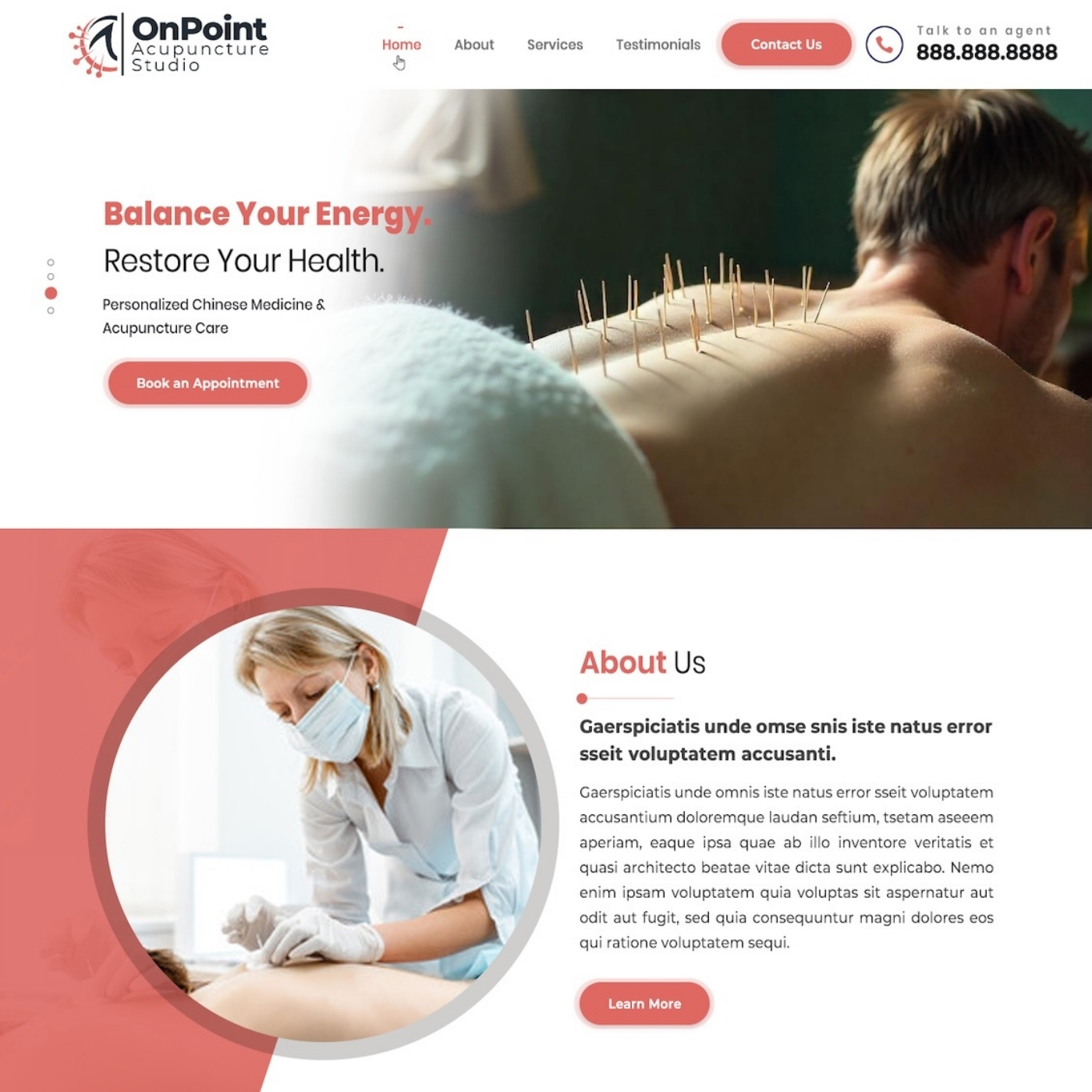 Acupuncturist website example by One Eleven Web Design
