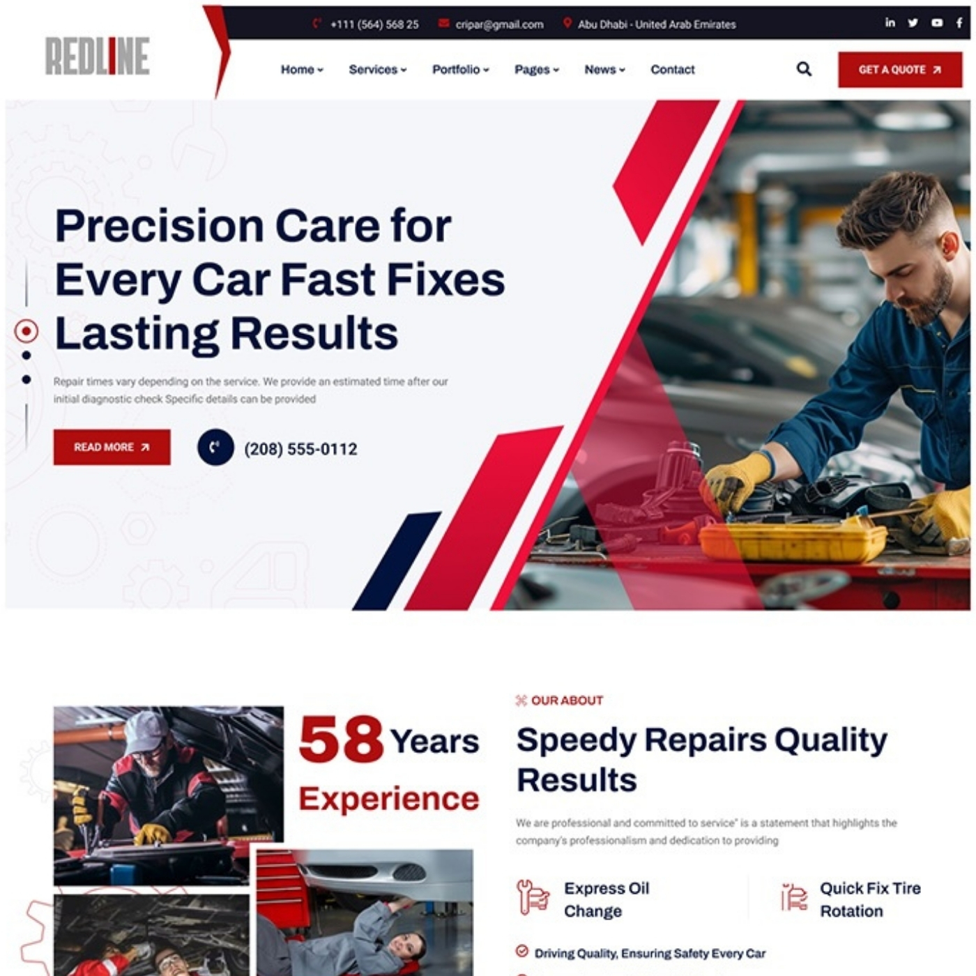 Auto repair website example by One Eleven Web Design