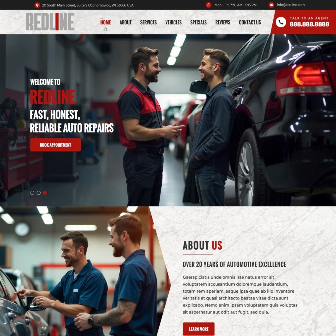 Auto repair website example by One Eleven Web Design