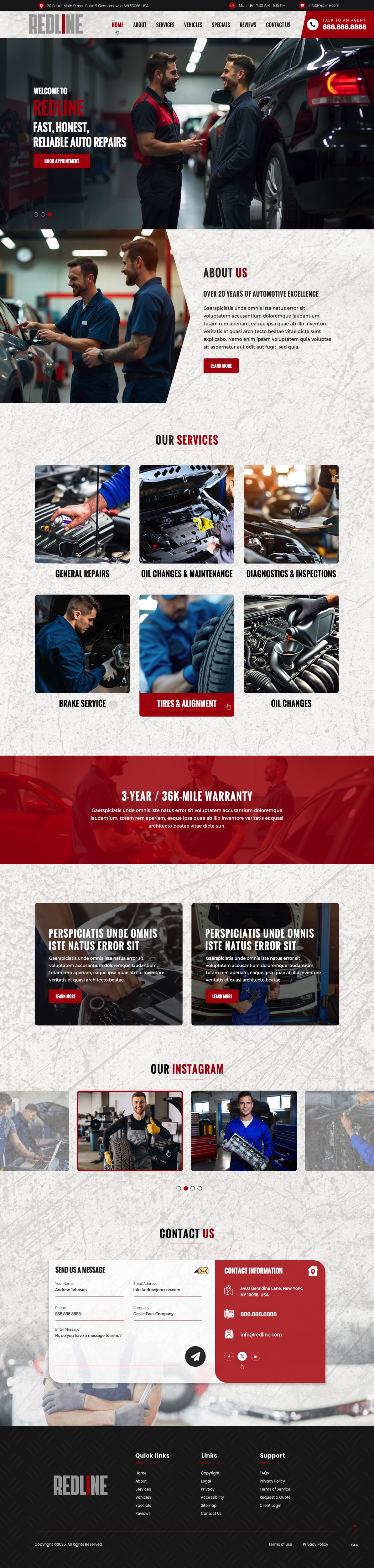 Auto repair shop website example by One Eleven Web Design