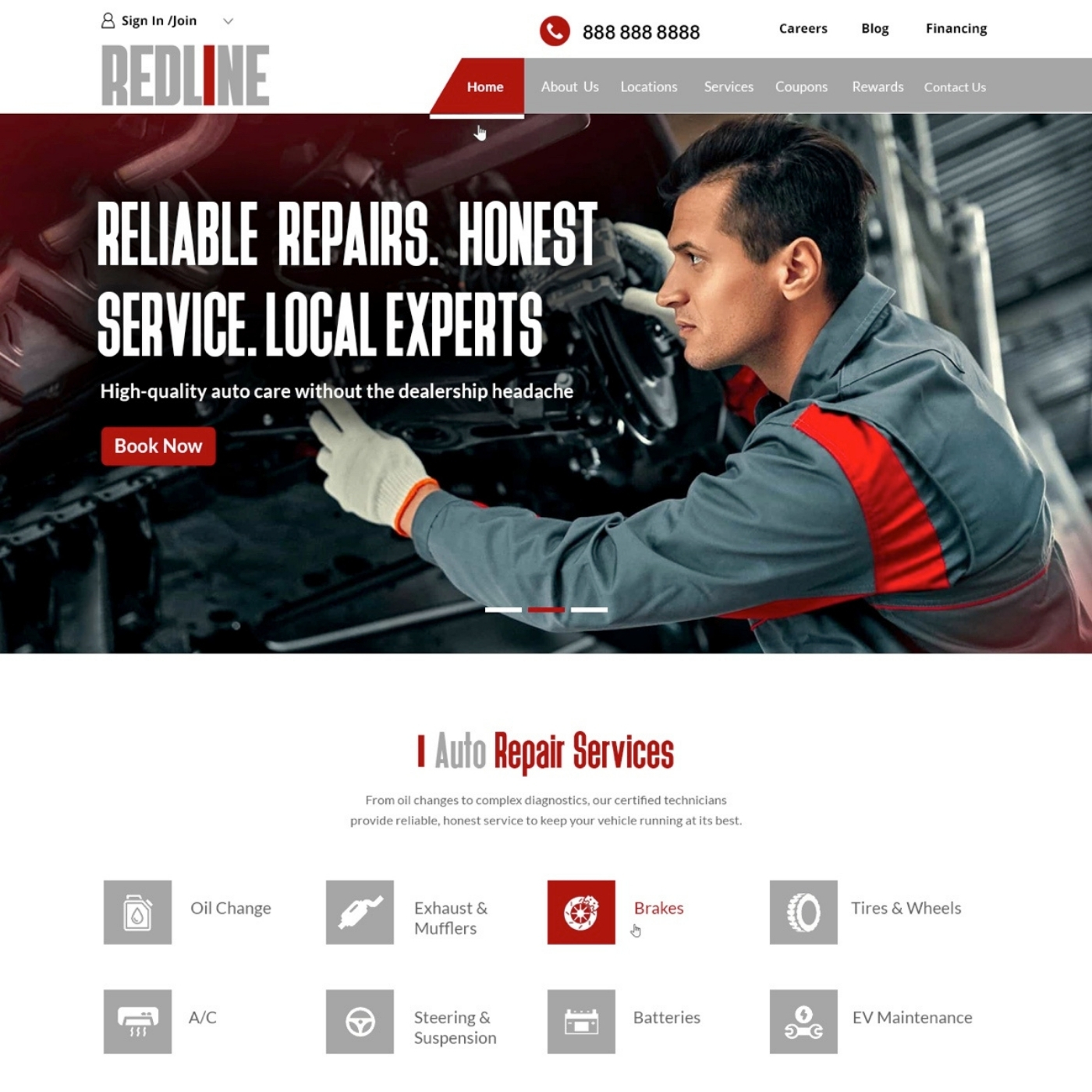 Auto repair website example by One Eleven Web Design