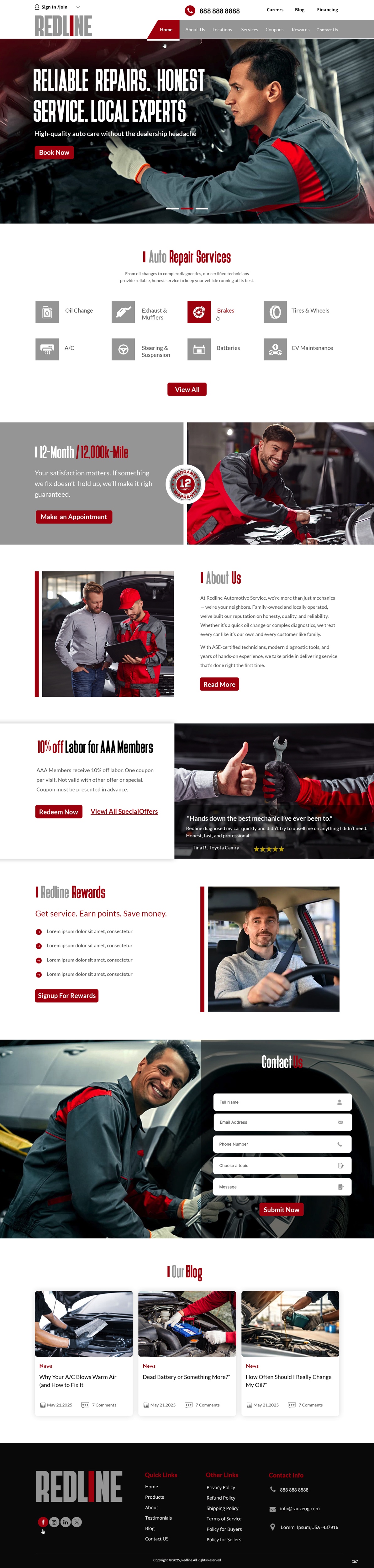 Auto repair shop website example by One Eleven Web Design