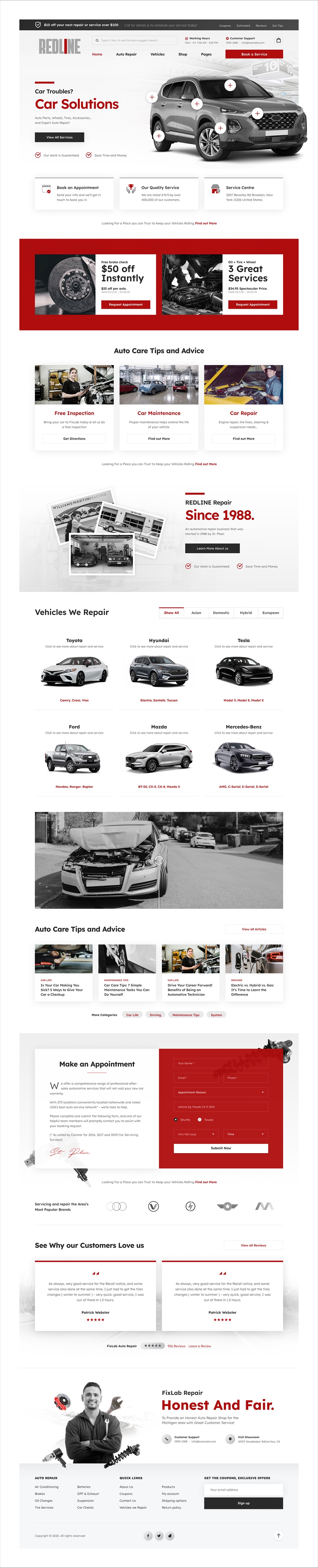 Auto repair shop website example by One Eleven Web Design