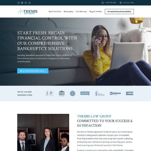 Bankruptcy attorney website example by One Eleven Web Design
