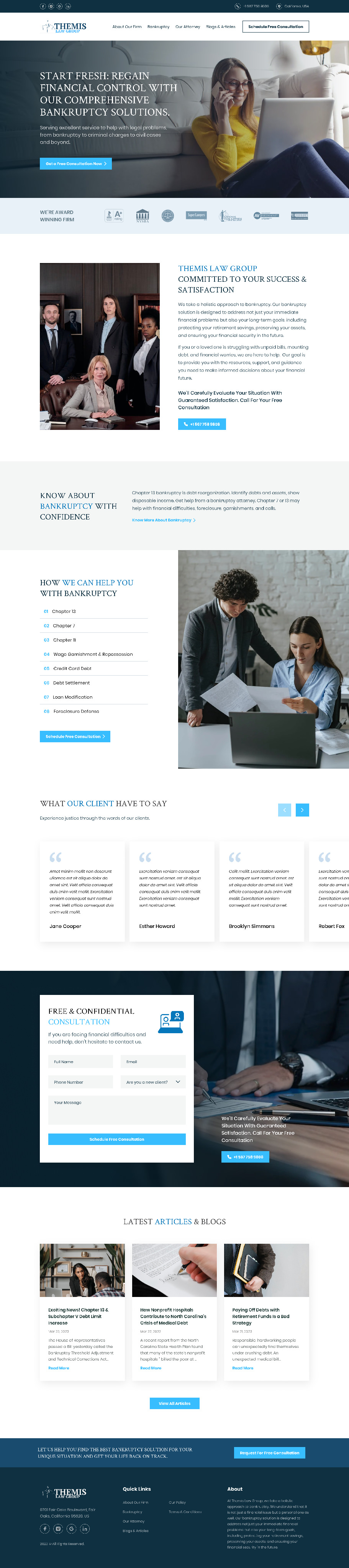 Bankruptcy attorney website example by One Eleven Web Design