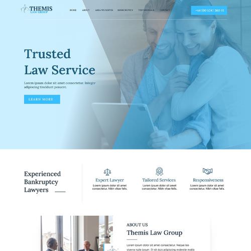 Bankruptcy attorney website example by One Eleven Web Design