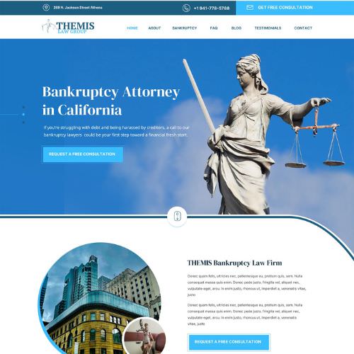 Bankruptcy attorney website example by One Eleven Web Design