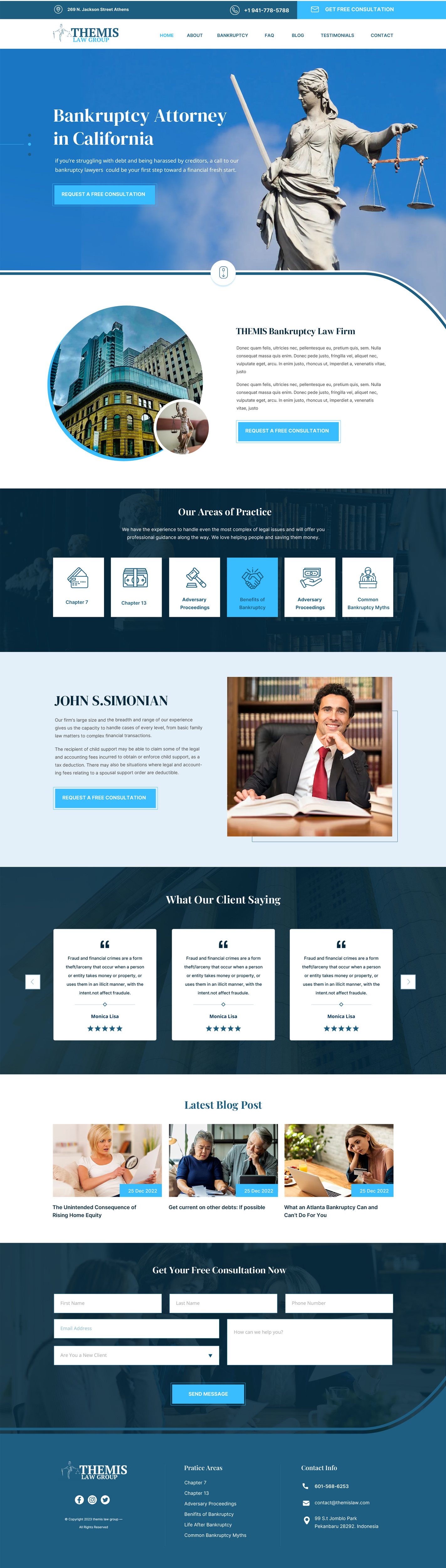 Bankruptcy attorney website example by One Eleven Web Design
