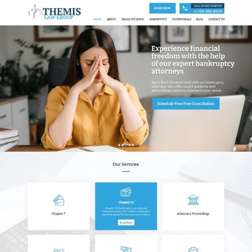 Bankruptcy attorney website example by One Eleven Web Design