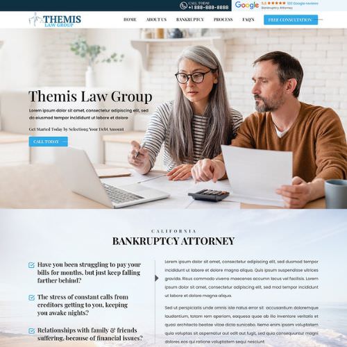 Bankruptcy attorney website example by One Eleven Web Design