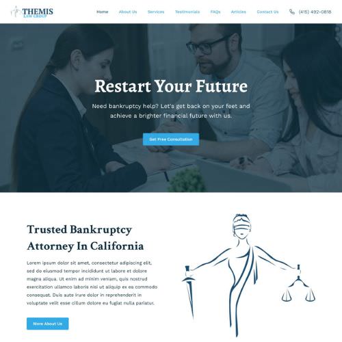 Bankruptcy attorney website example by One Eleven Web Design