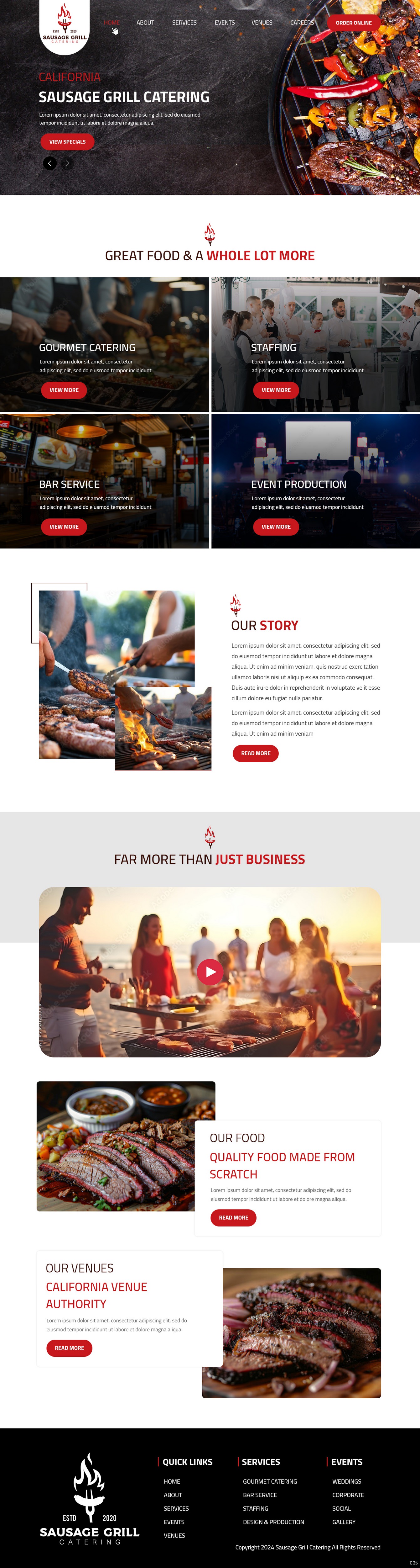 Catering website example by One Eleven Web Design