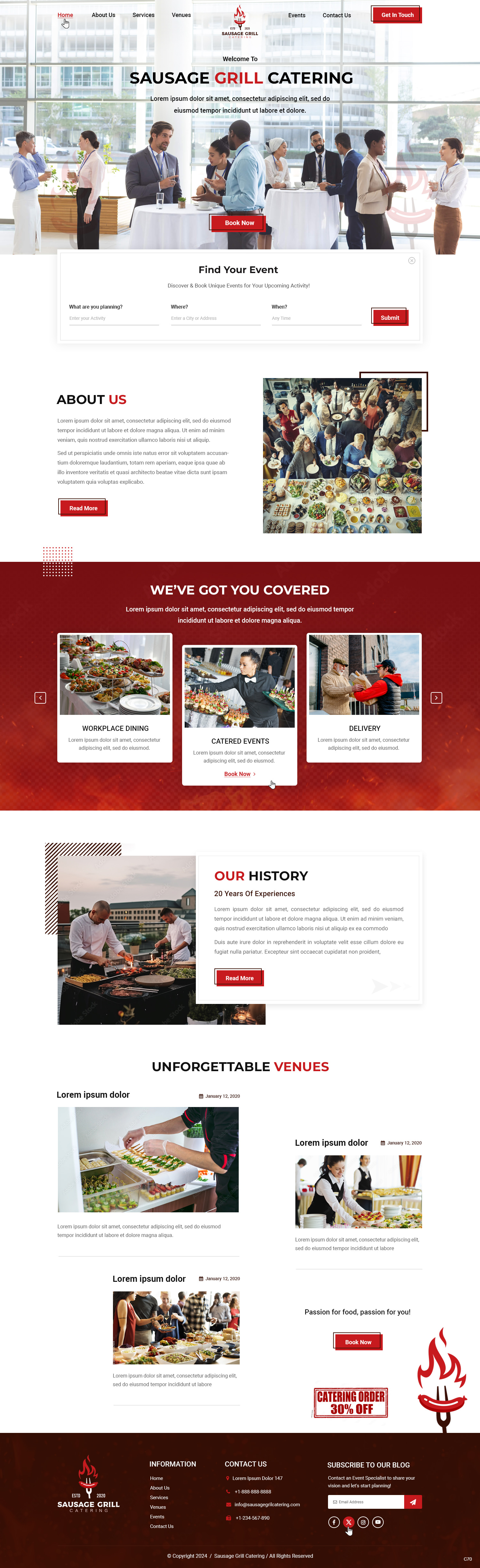 Catering website example by One Eleven Web Design