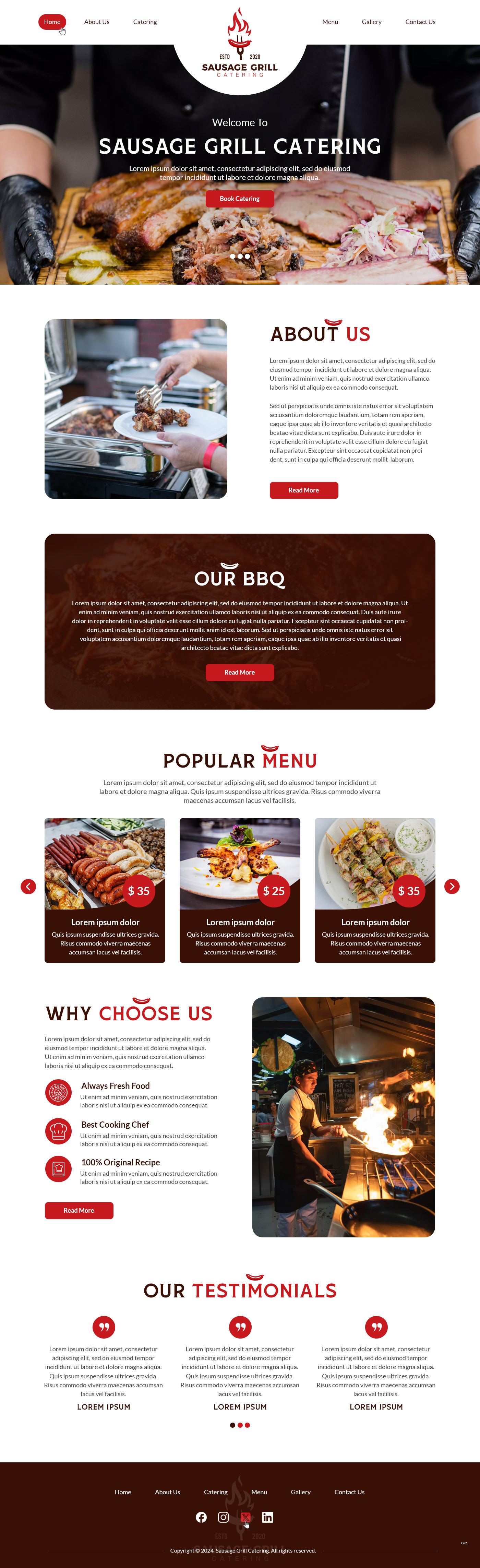 Catering website example by One Eleven Web Design