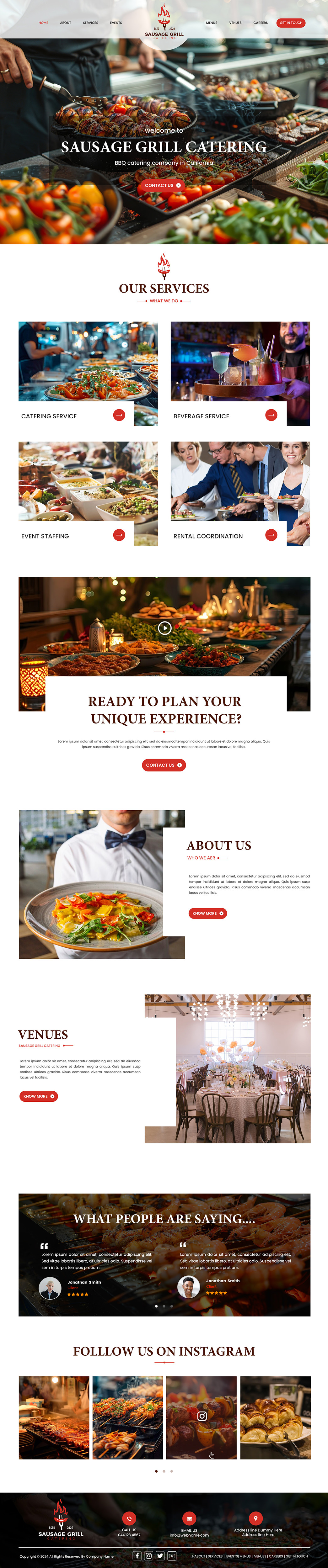 Catering website example by One Eleven Web Design
