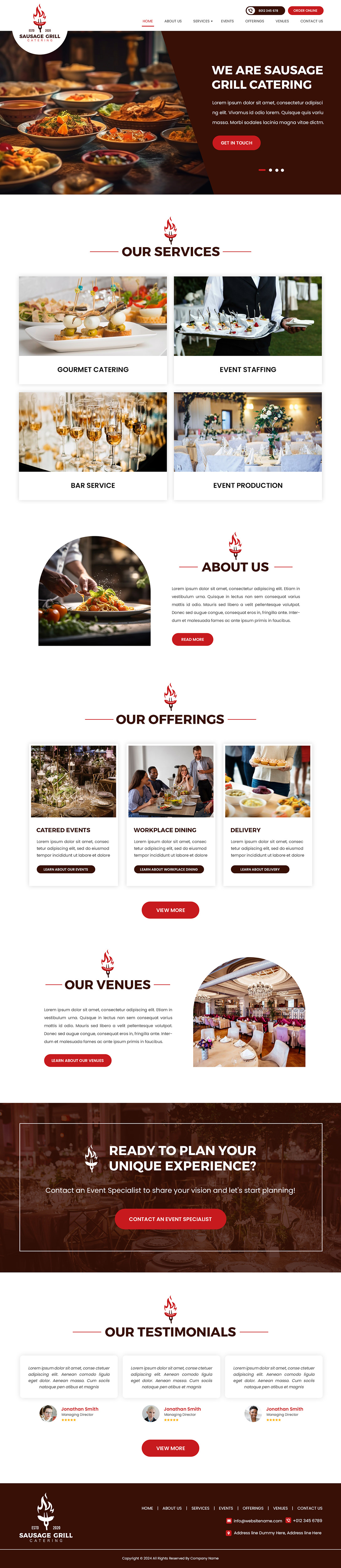 Catering website example by One Eleven Web Design