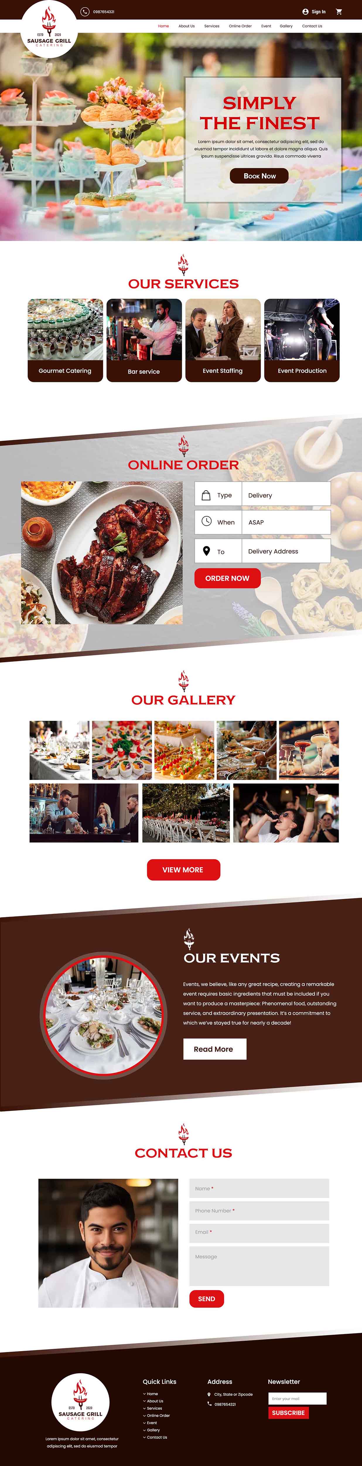 Catering website example by One Eleven Web Design