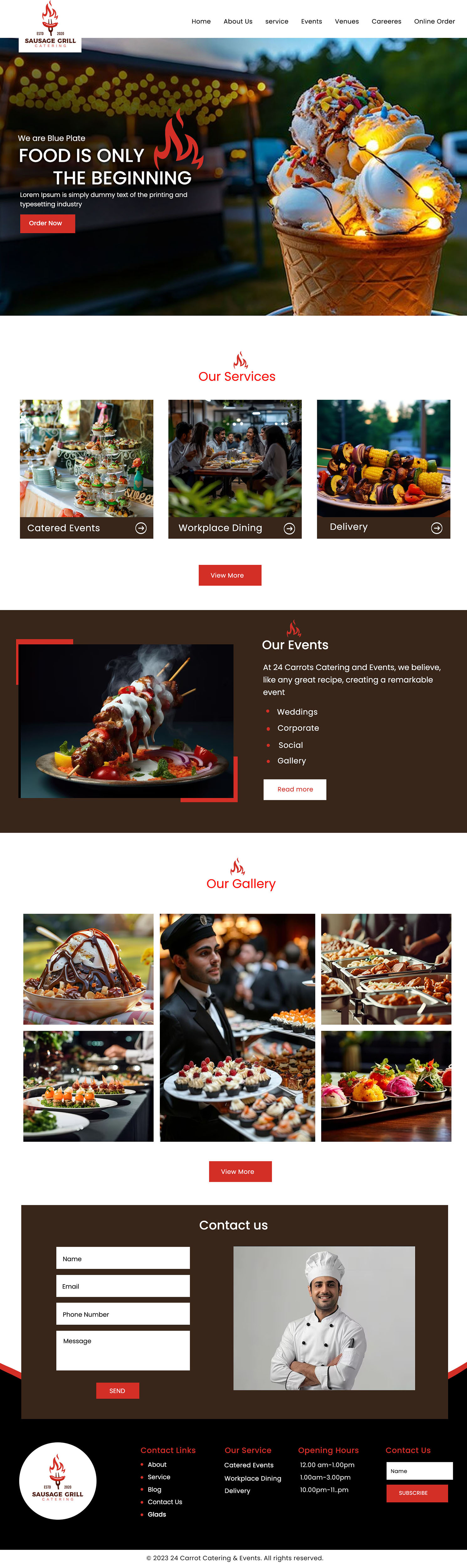 Catering website example by One Eleven Web Design