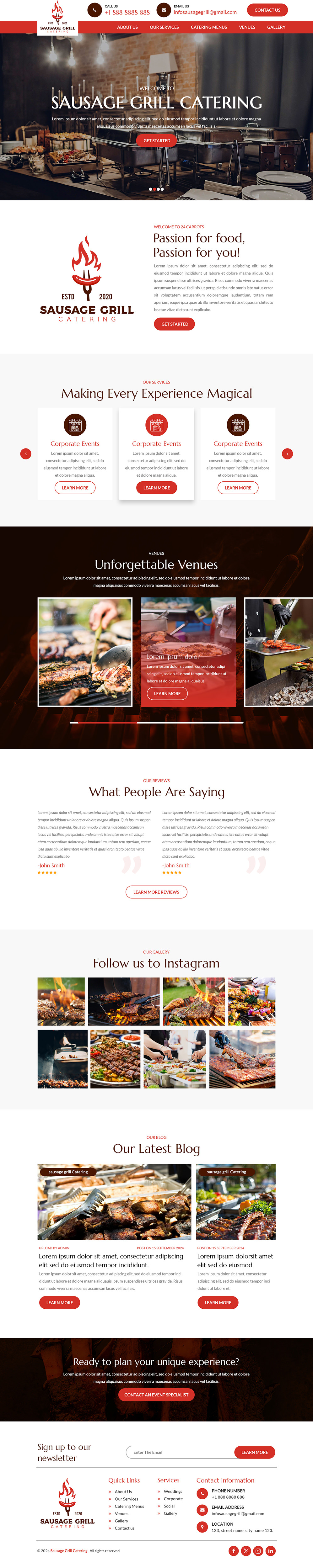 Catering website example by One Eleven Web Design