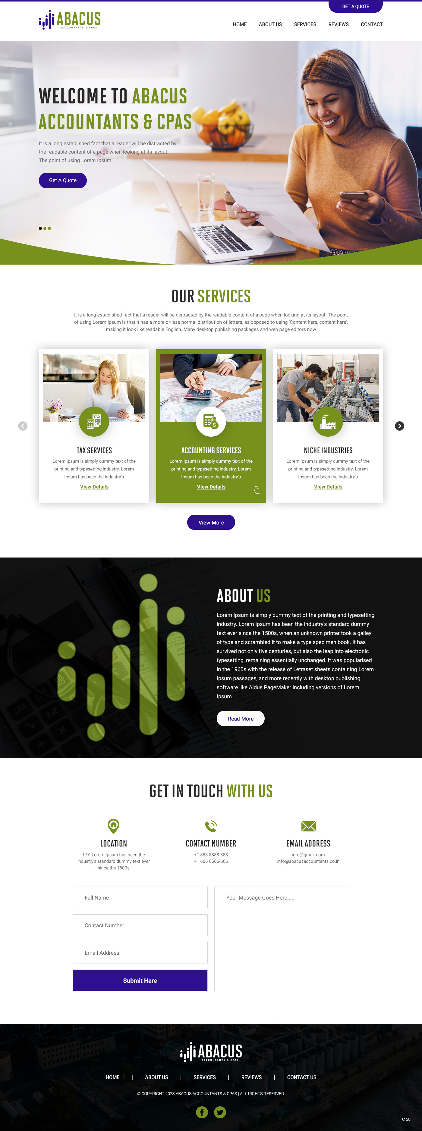 Certified public accountants website example by One Eleven Web Design