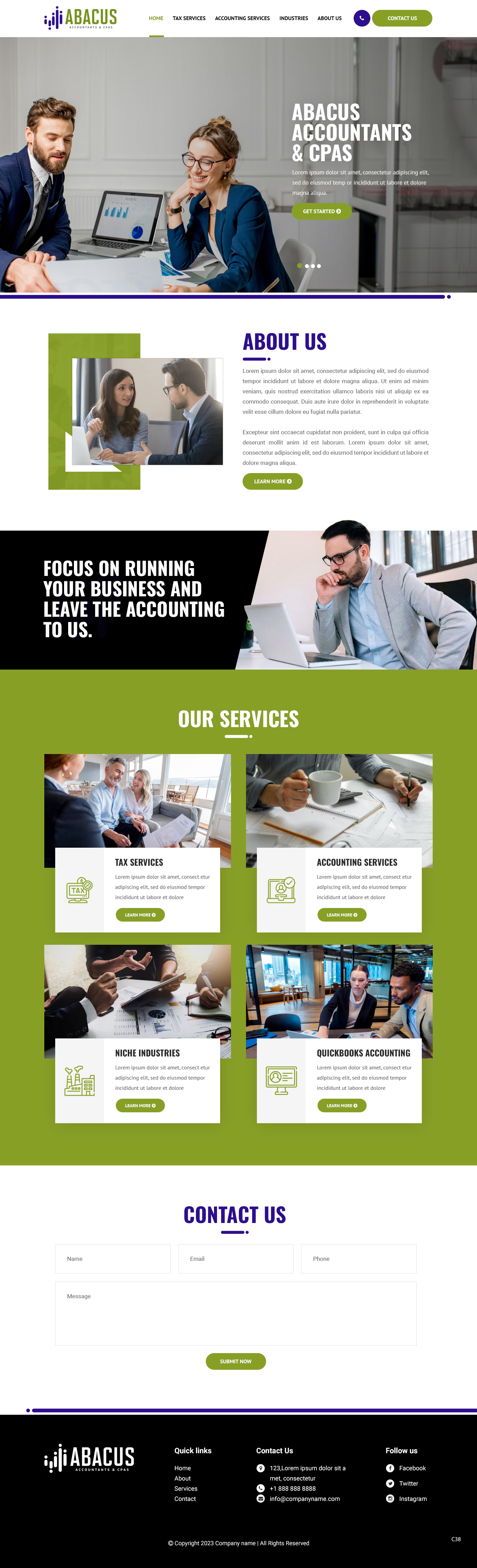 Certified public accountants website example by One Eleven Web Design