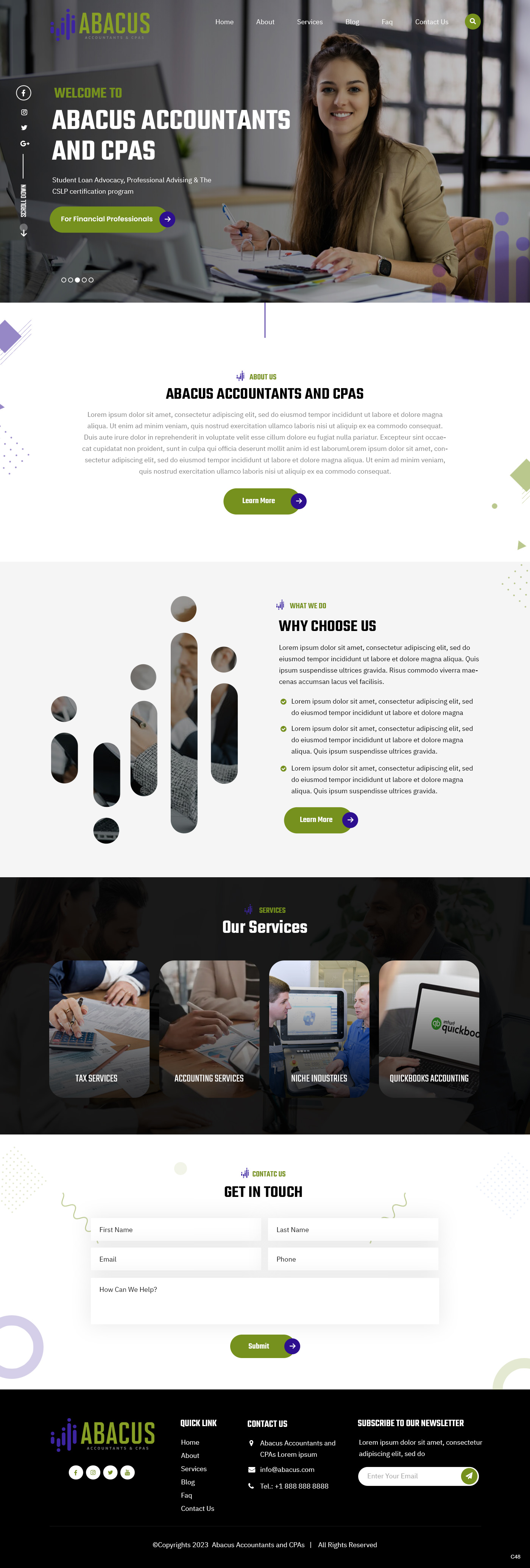 Certified public accountants website example by One Eleven Web Design