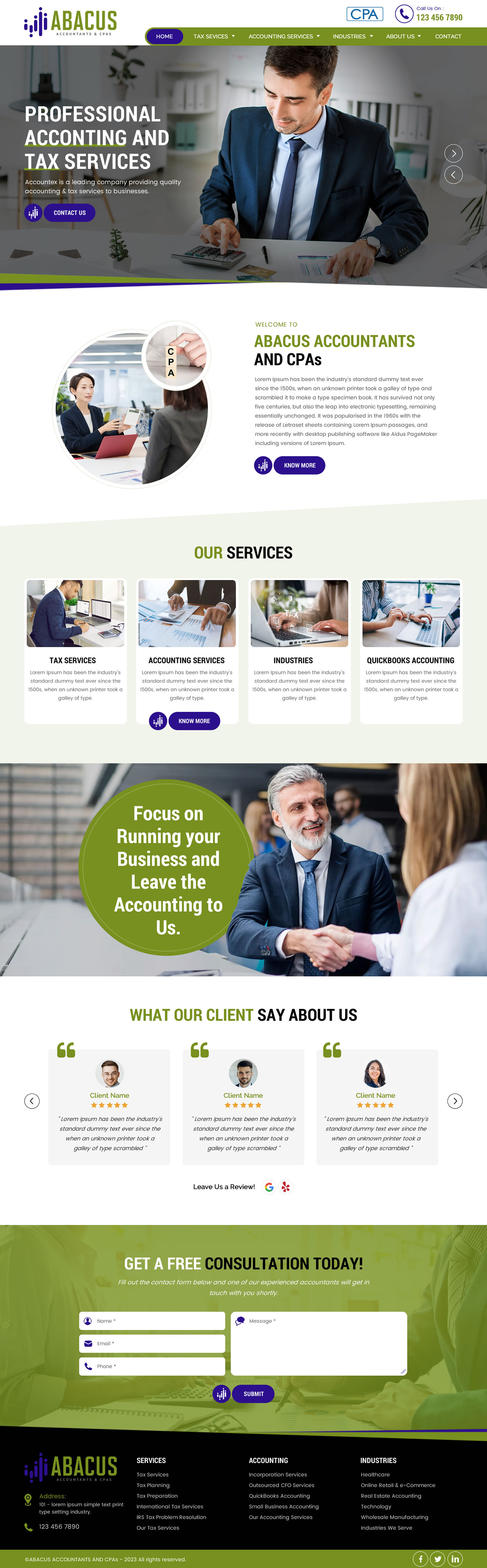 Certified public accountants website example by One Eleven Web Design