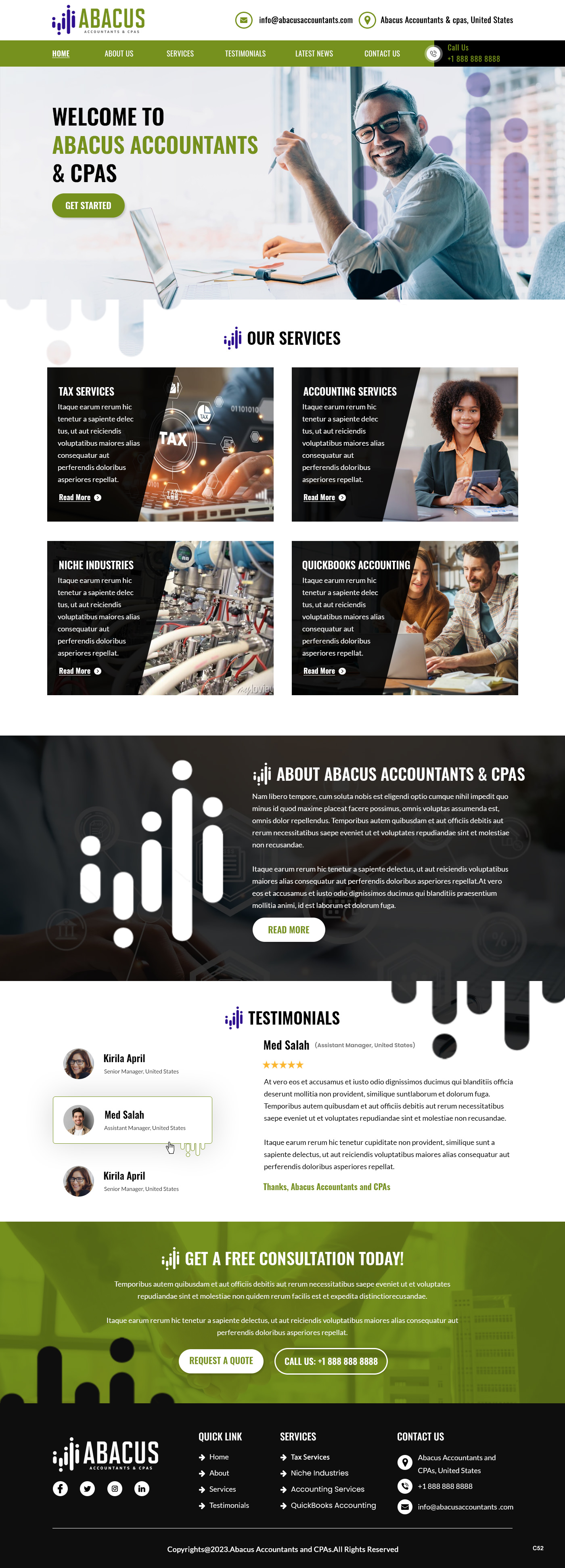 Certified public accountants website example by One Eleven Web Design