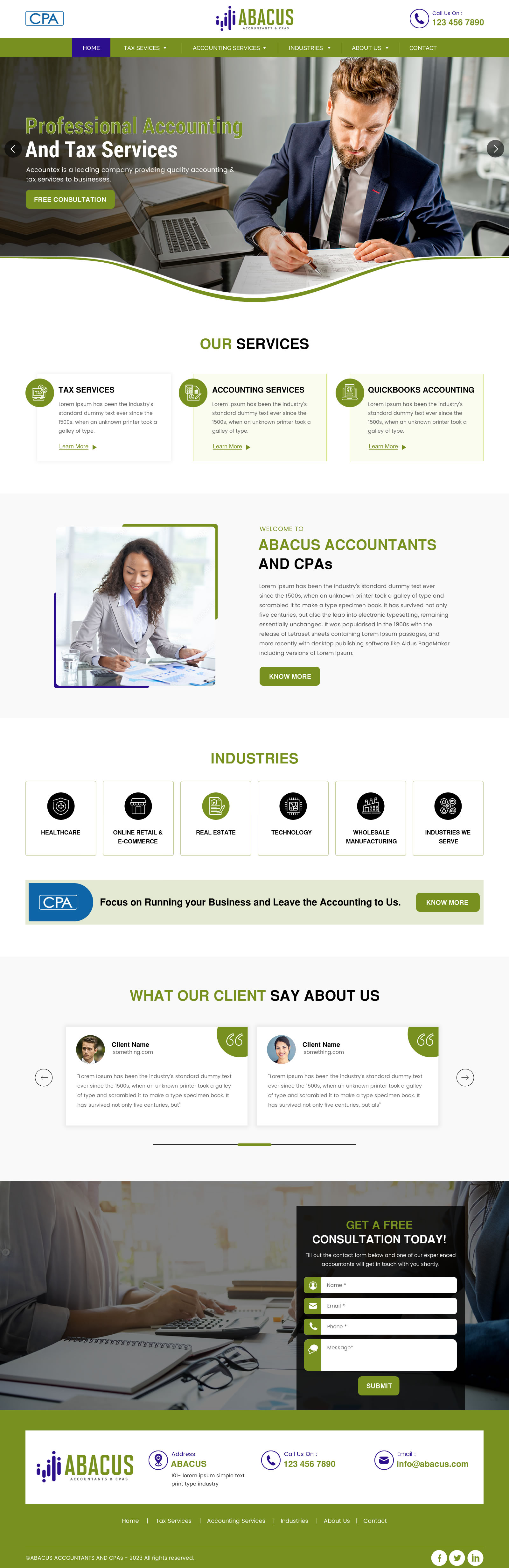 Certified public accountants website example by One Eleven Web Design