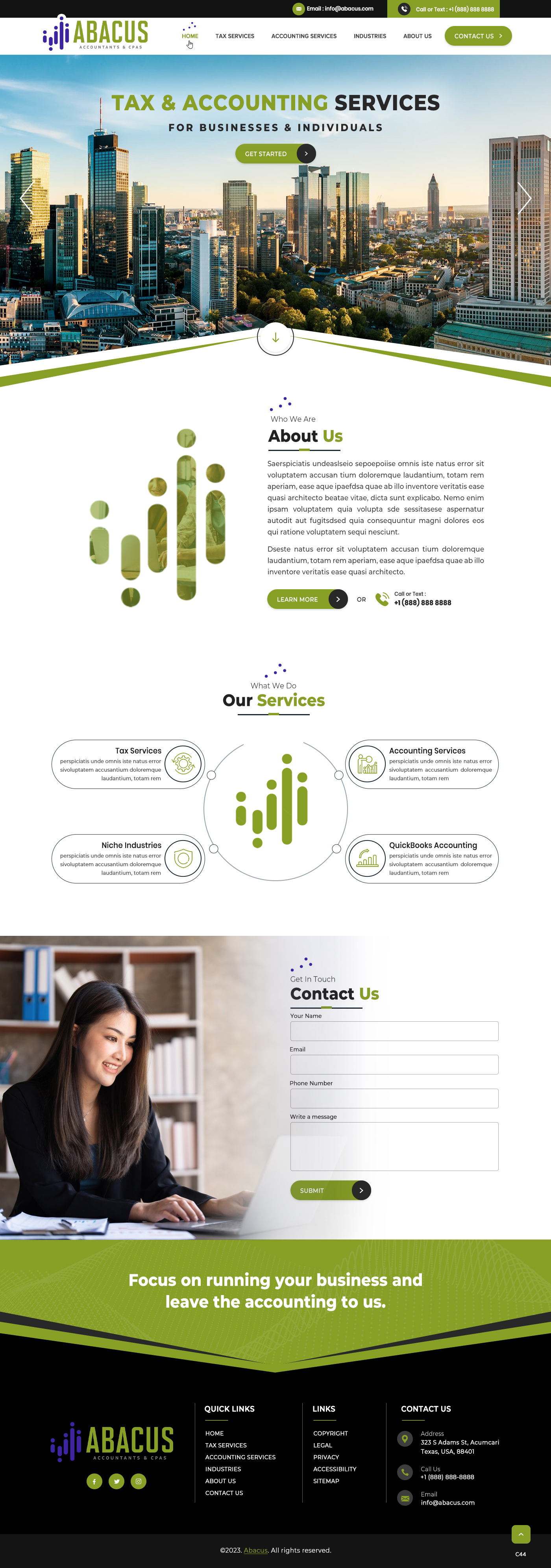Certified public accountants website example by One Eleven Web Design
