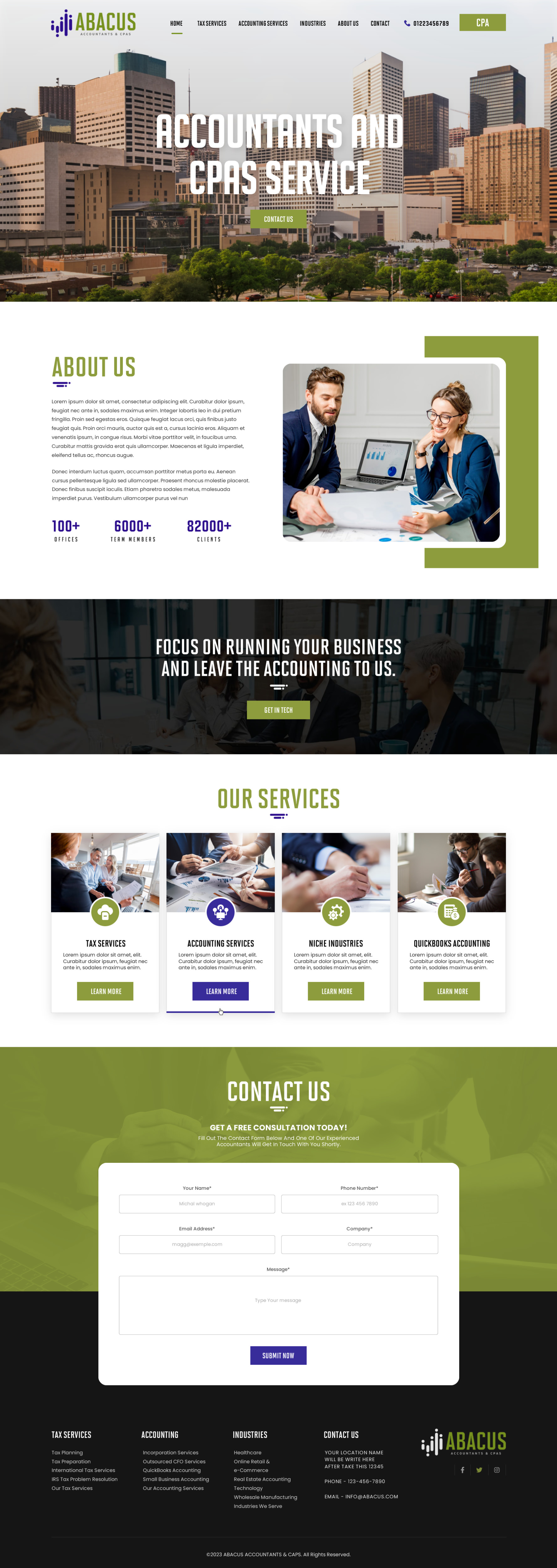 Certified public accountants website example by One Eleven Web Design