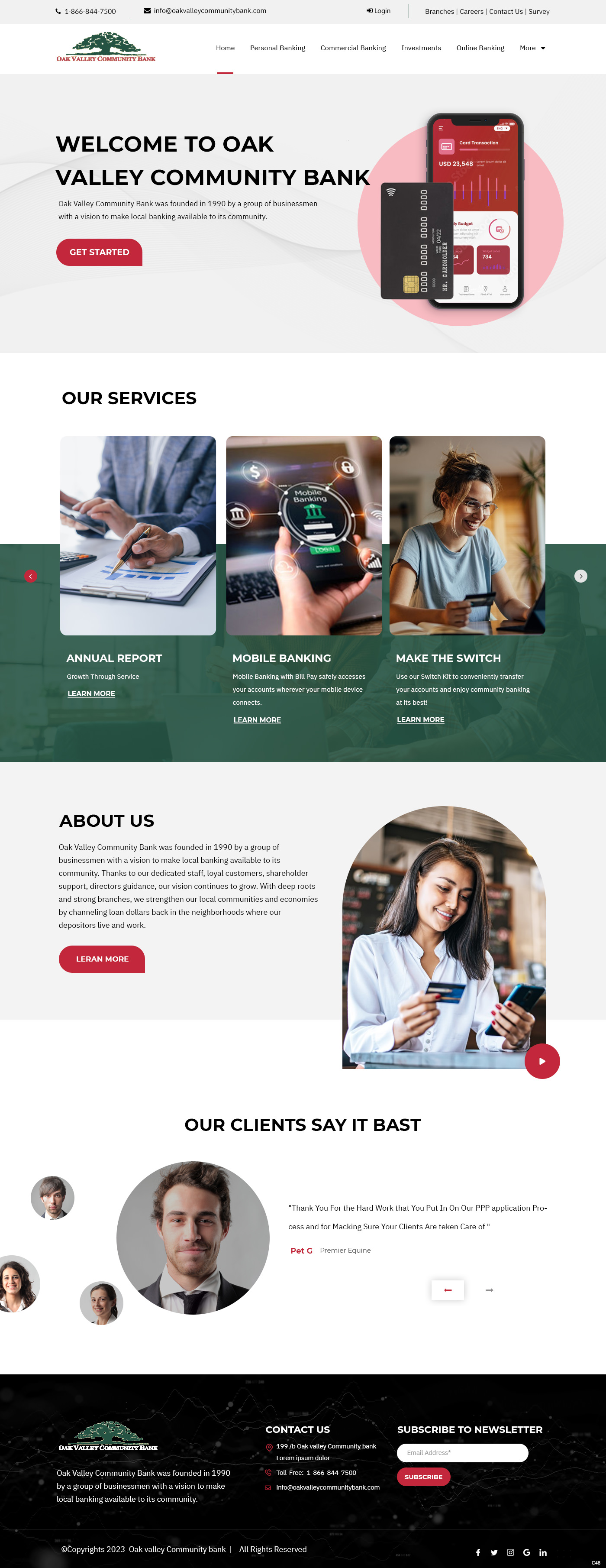 Community bank website example by One Eleven Web Design