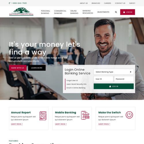 Community bank website example by One Eleven Web Design