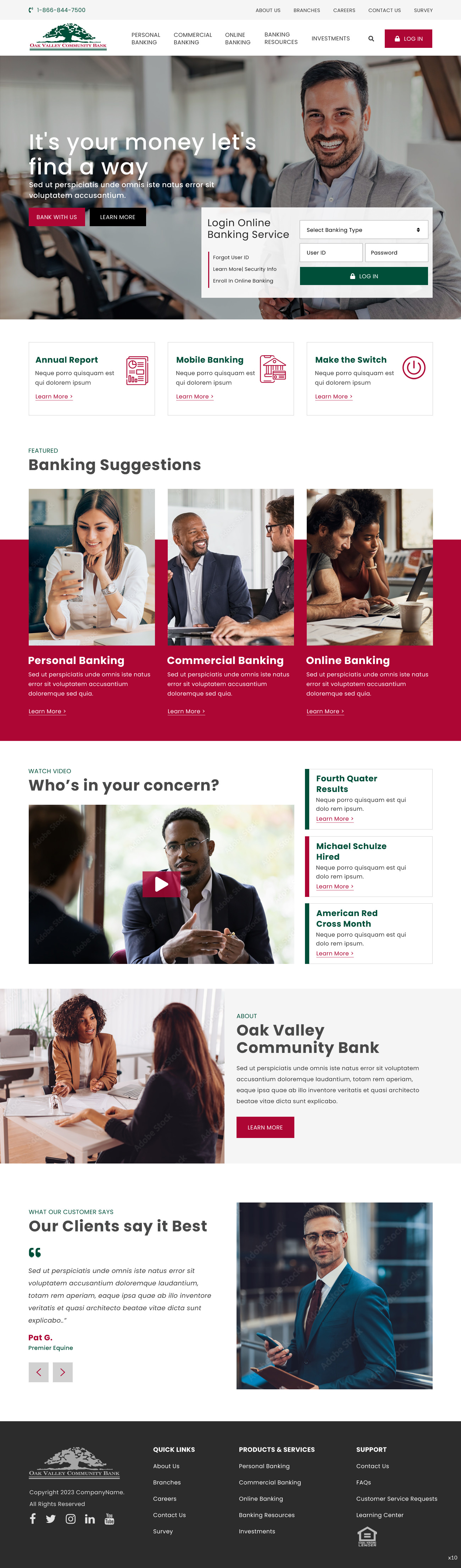 Community bank website example by One Eleven Web Design