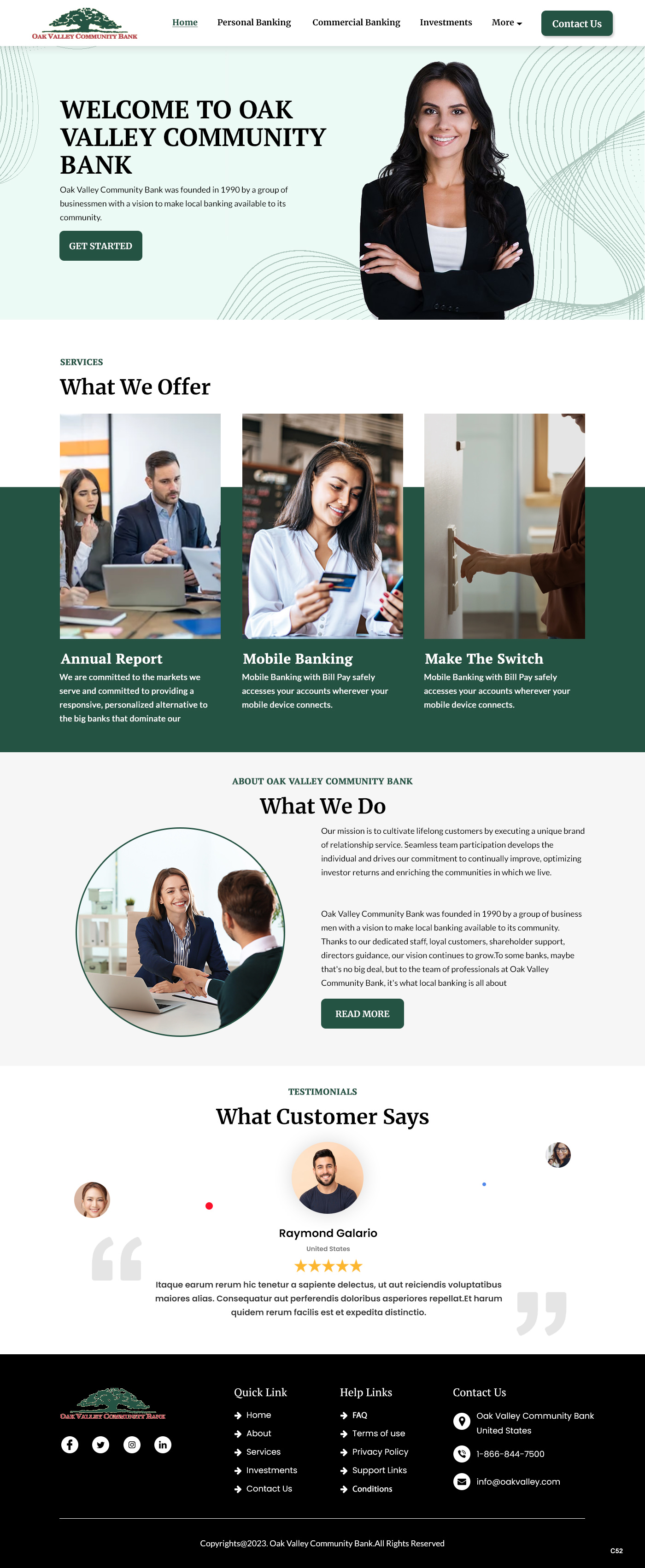 Community bank website example by One Eleven Web Design