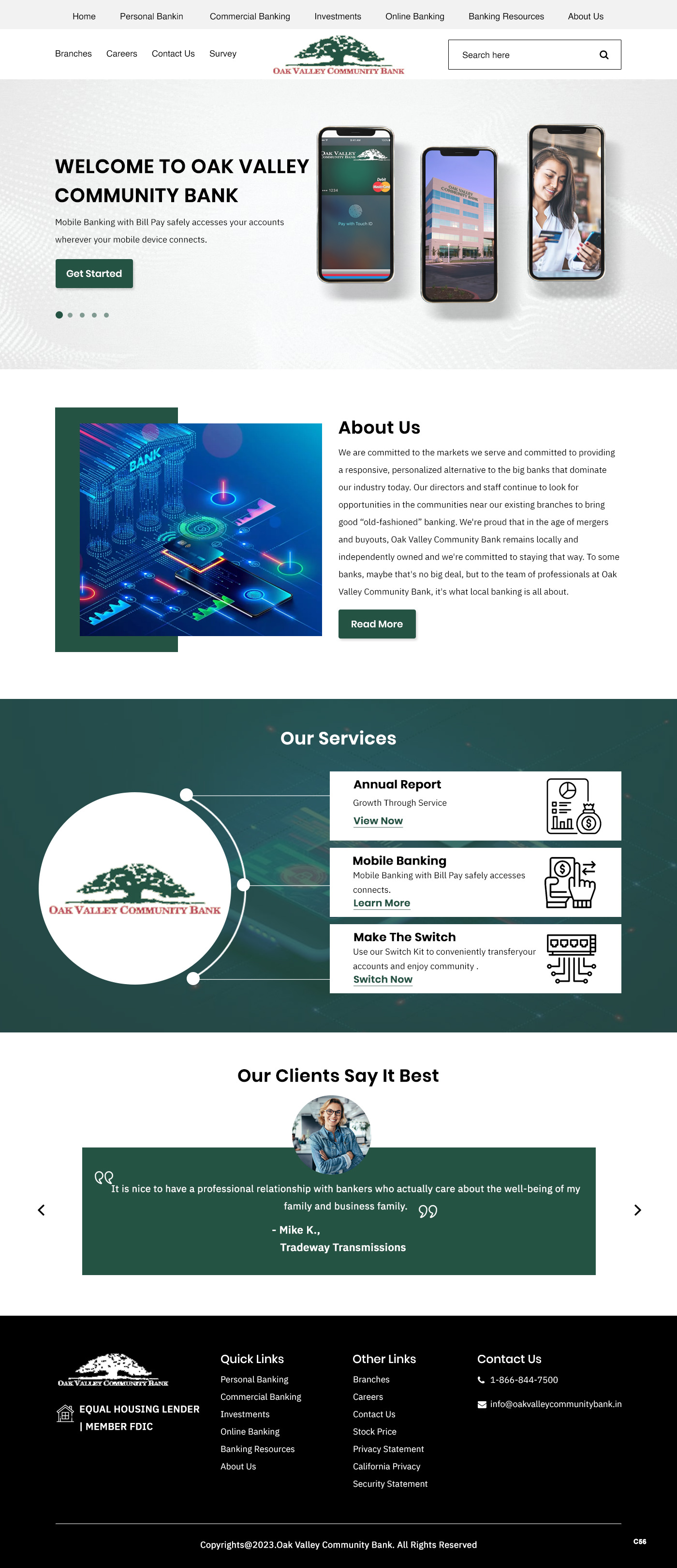 Community bank website example by One Eleven Web Design
