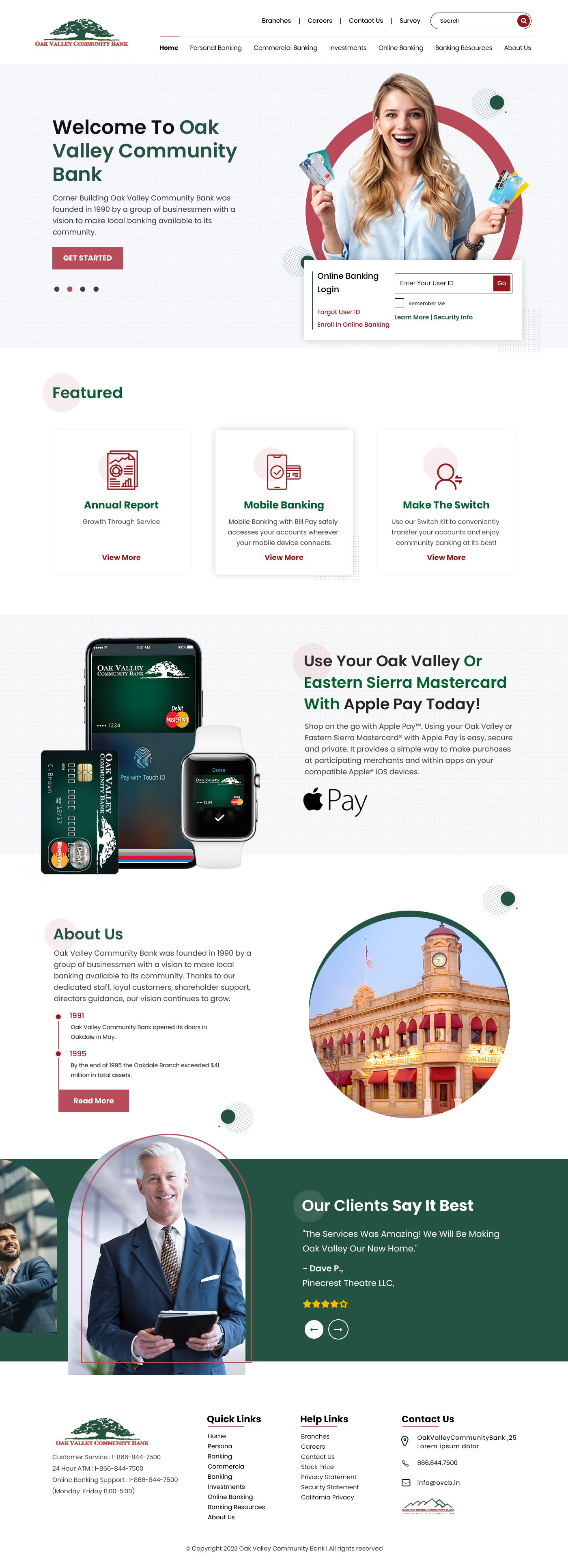 Community bank website example by One Eleven Web Design