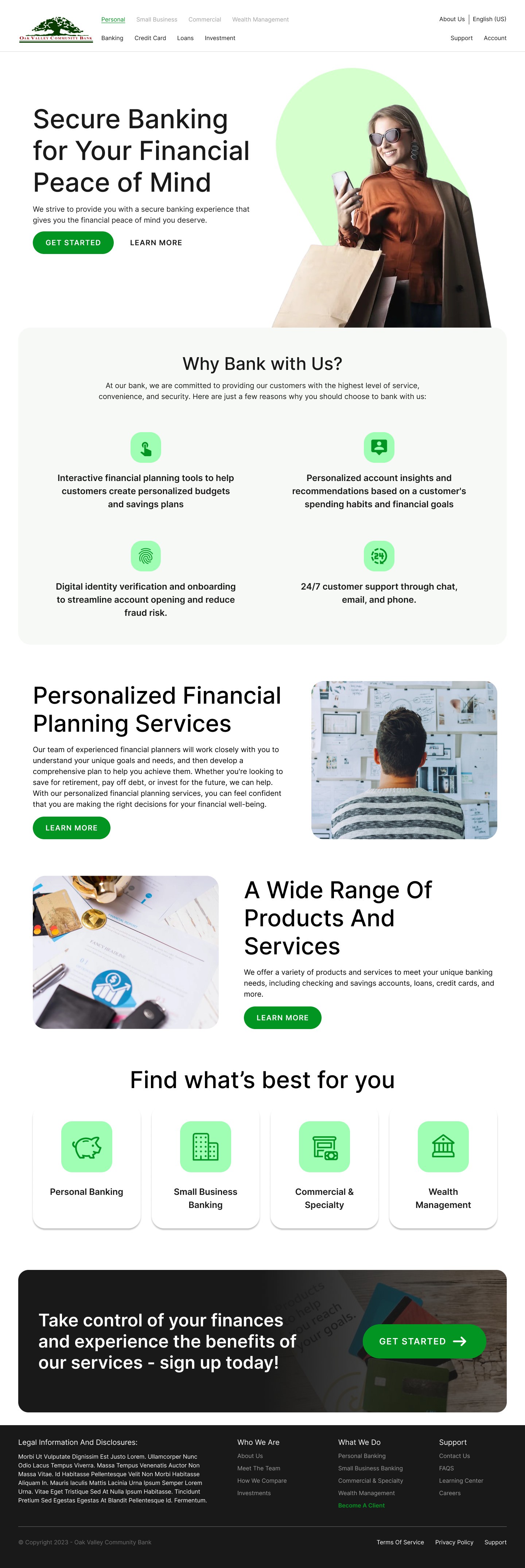 Community bank website example by One Eleven Web Design