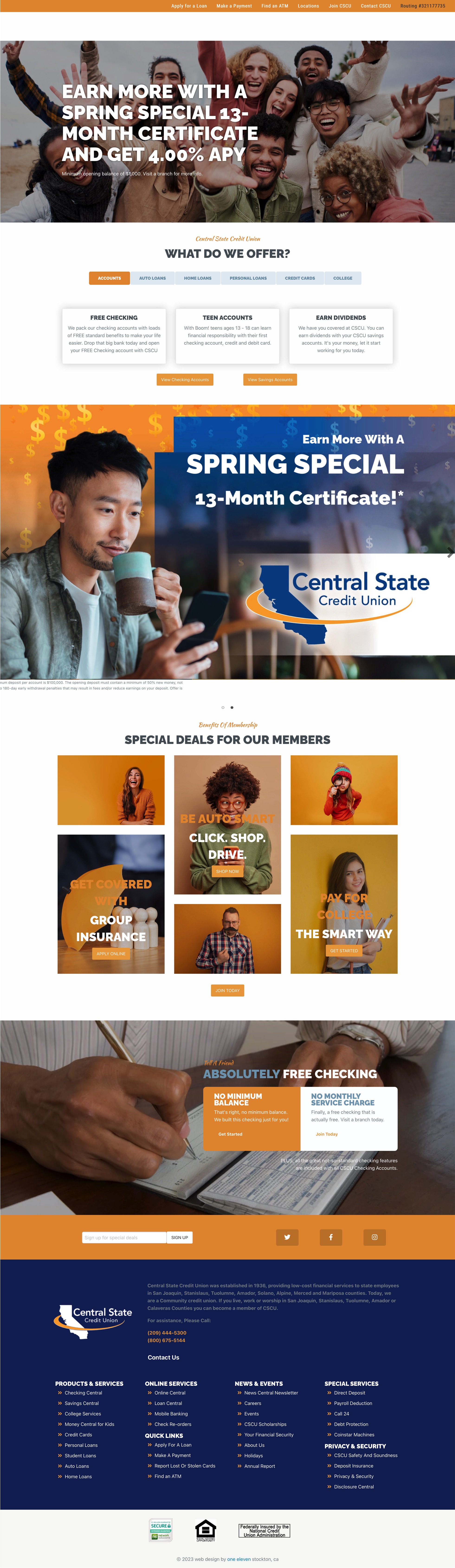 Credit union website example by One Eleven Web Design