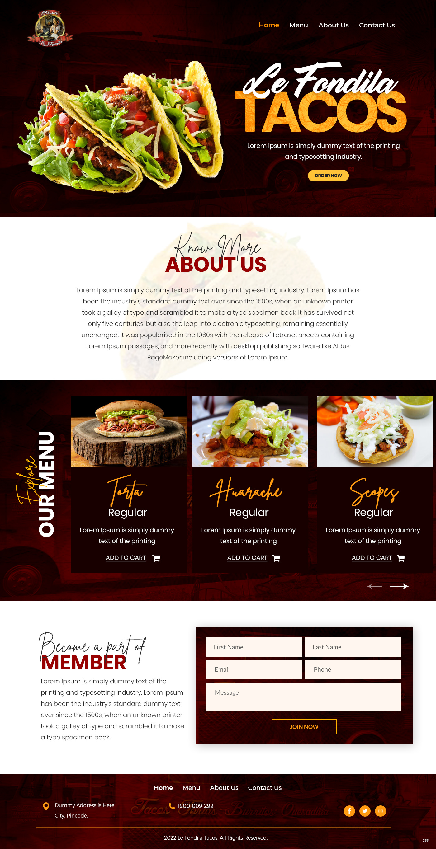 Food trucks website example by One Eleven Web Design