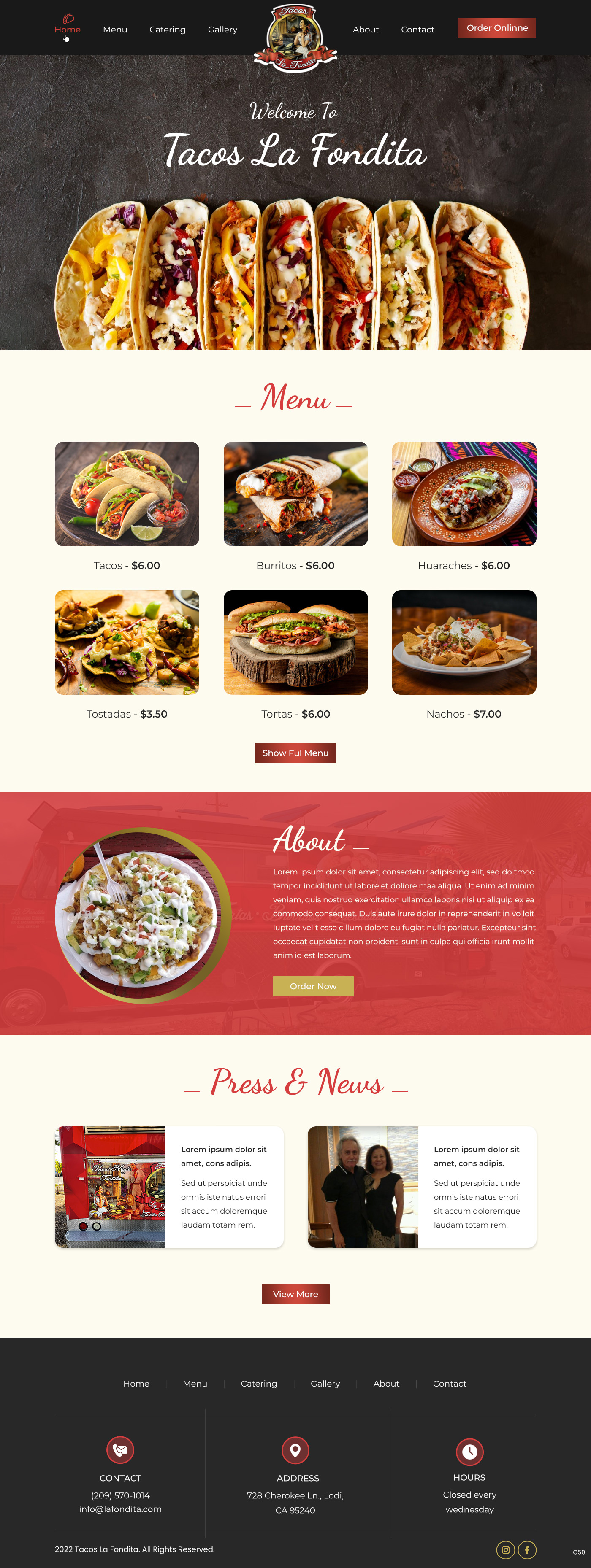 Food trucks website example by One Eleven Web Design